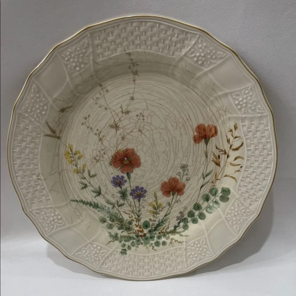 Mikasa Fine Ivory Margaux 11 Inch Dinner Chop Plate Floral Motif Gold Edge Japan